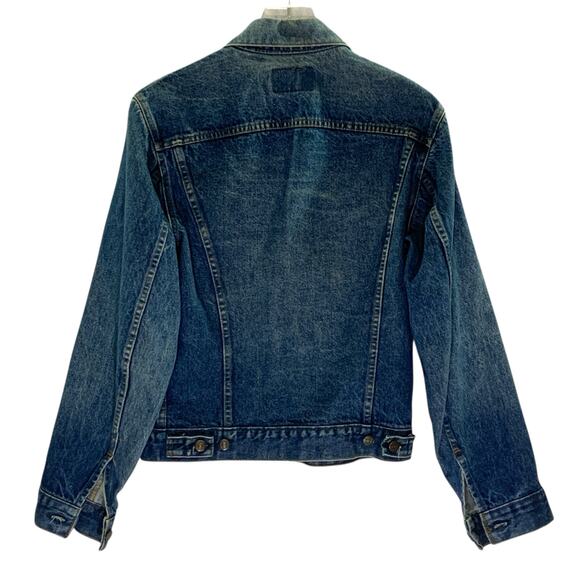 Levis Vintage Trucker Jacket S 38L Denim Made USA Distressed 90s 71506-0216 - Picture 2 of 8